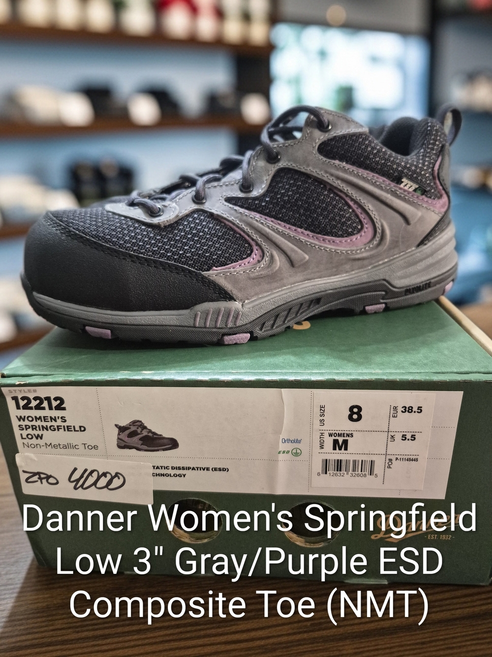 Danner Women's Springfield Low 3" Gray/Purple ESD Composite Toe (NMT) W8 NEW